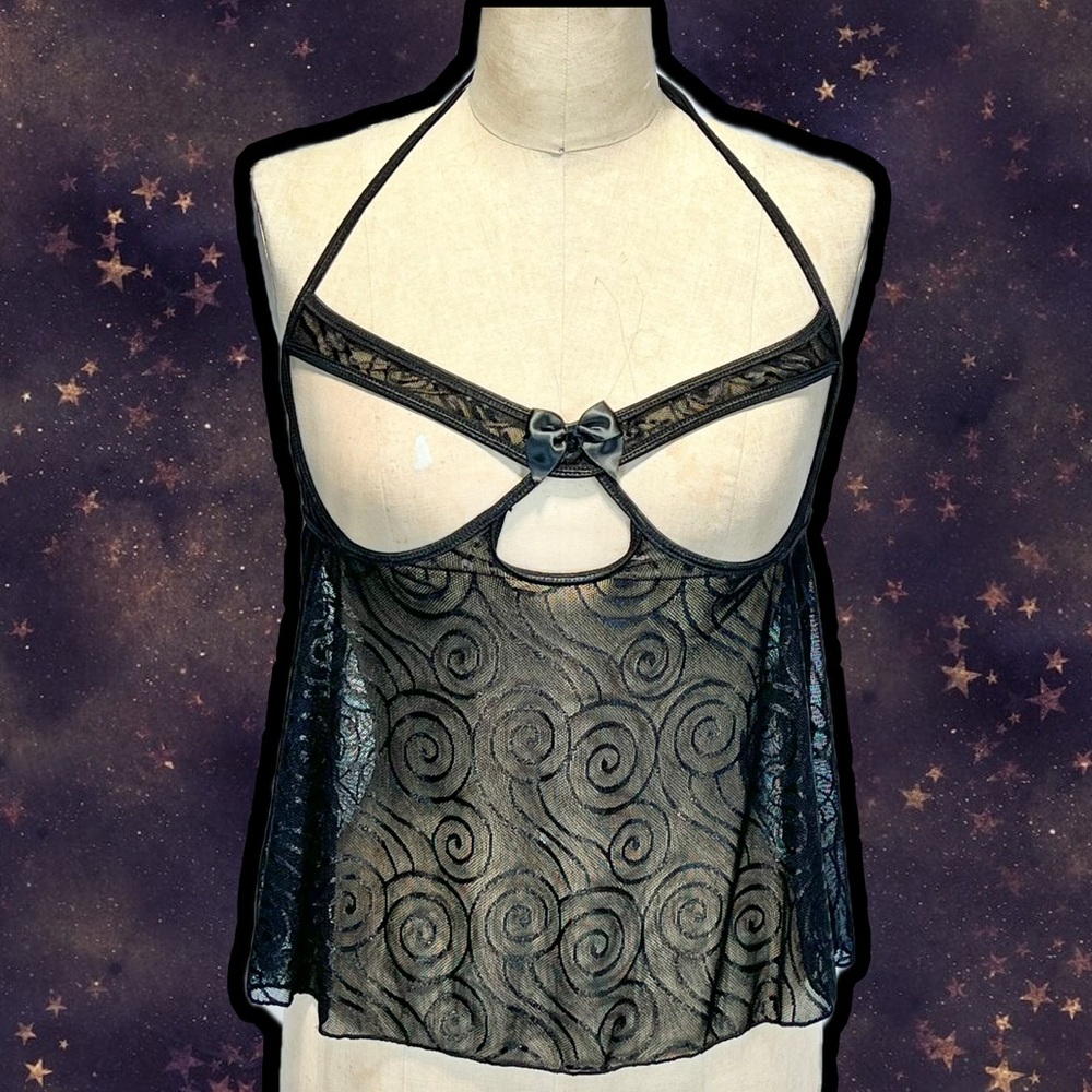 Daring sexy negligee nighty lingerie‎ cutout bra cup babydoll sheer mesh